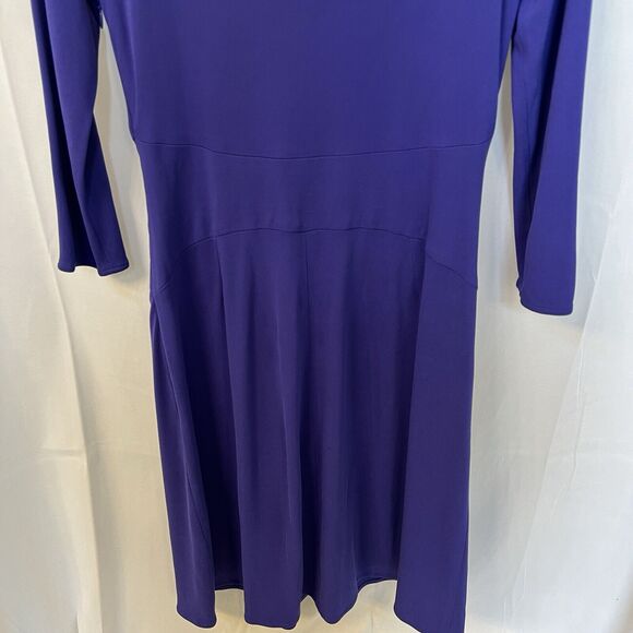 Issa London Purple 100% Silk Sheath Midi Dress Sz 6‎ 3/4 Sleeve Cocktail Wedding - Picture 13 of 16